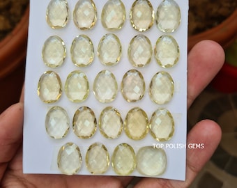 Natural Lemon Quartz Faceted Gemstone,24 Pcs Size : 15x12mm Oval Shape , Loose Gemstone Lot Good Quality Wire wrapping Supplies