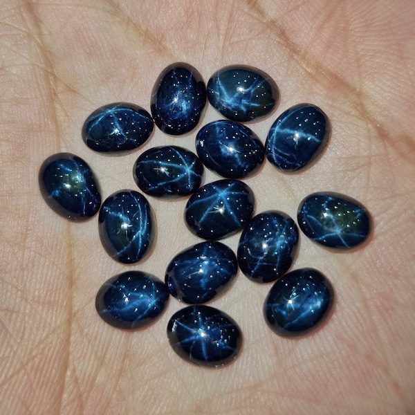 Natural Star Sapphire Oval Cut Stones,  AAA Quality Loose Sapphire Stone, Sizes: 8x6mm,  well polished