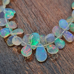 Loose Drilled Ethiopian Opal Beads in Teadrop Shapes 3mm to 7mm sizes - Natural Ethiopian Mined Opal Beads- Natural AAA Quality Beads