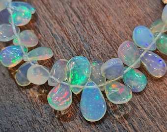 Loose Drilled Ethiopian Opal Beads in Teadrop Shapes 3mm to 7mm sizes - Natural Ethiopian Mined Opal Beads- Natural AAA Quality Beads