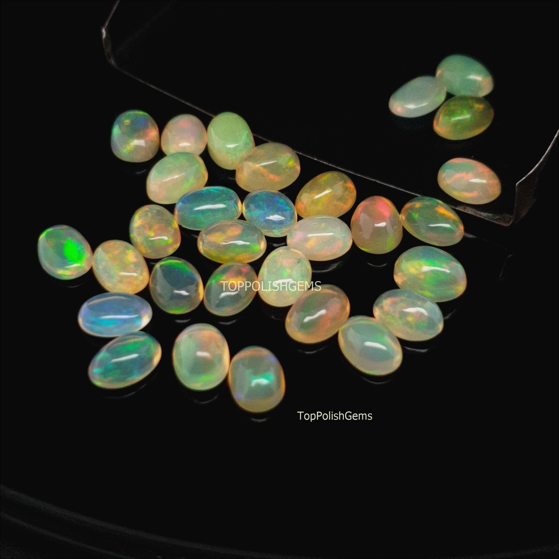 NATURAL ETHIOPIAN WELO FIRE OPAL OVAL CABOCHON CALIBRATED PLAY COLOR LOOSE GEMS 