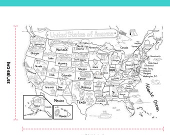 US Map Coloring Sheets - Dekali Designs