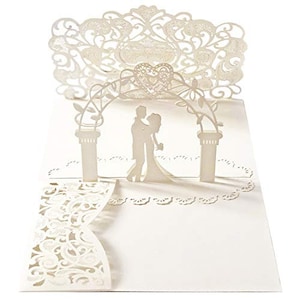 Wedding Pop Up Card with Bible Verse About Love (White - 5 x 7 Inches)