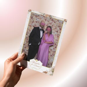 Modello per Photo Booth floreale romantico, modello per Photo Booth nuziale, modello per Photo Booth 4x6, cartolina, design floreale, tocchi d&#39;oro