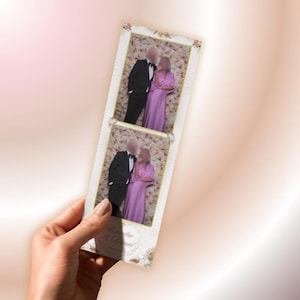 Modello di striscia per photo booth floreale romantico, modello per photo booth nuziale, modello per photo booth 2x6, cartolina, design floreale, tocchi d&#39;oro