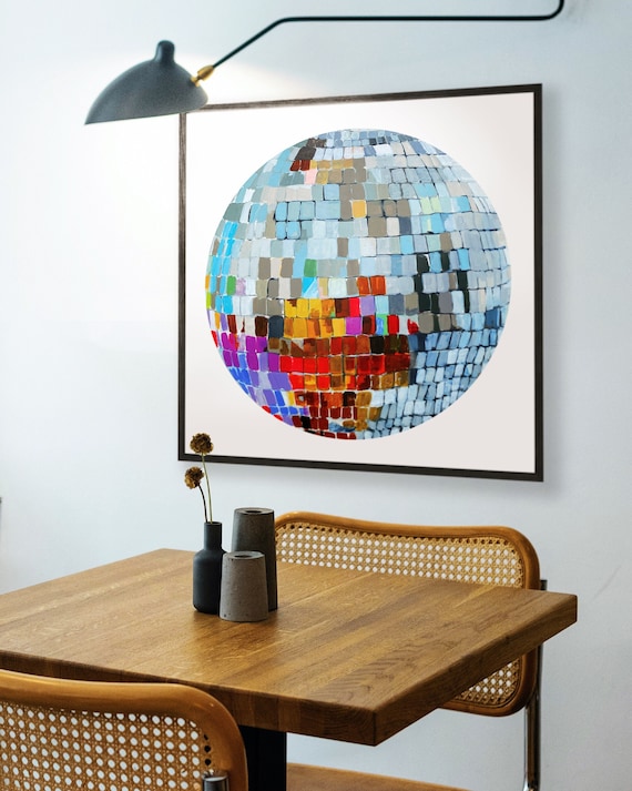 Life of the Party Disco Ball Painting Print Studio 54 Party Acrylic Pop Art  Colorful Retro 