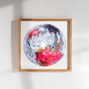 Pink Lady Disco Ball Painting Print | Studio 54 | Party | Acrylic | Pop Art | Colorful | Retro