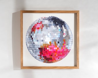 Pink Lady Disco Ball Painting Print | Studio 54 | Party | Acrylic | Pop Art | Colorful | Retro