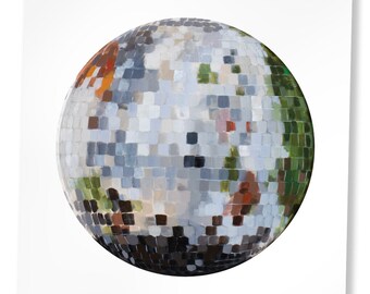 Garden Party Disco Ball Painting Print | Studio 54 | Party | Acrylic | Pop Art | Neutral | Retro