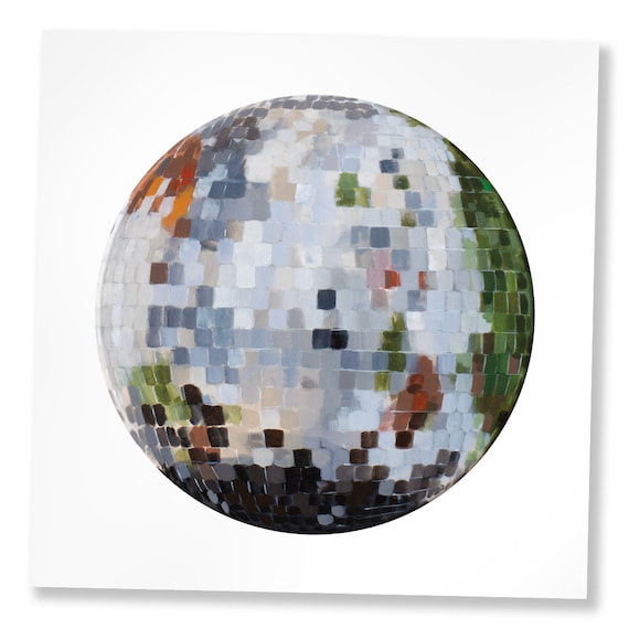 Garden Party Disco Ball Painting Print | Studio 54 | Party | Acrylic | Pop  Art | Neutral | Retro