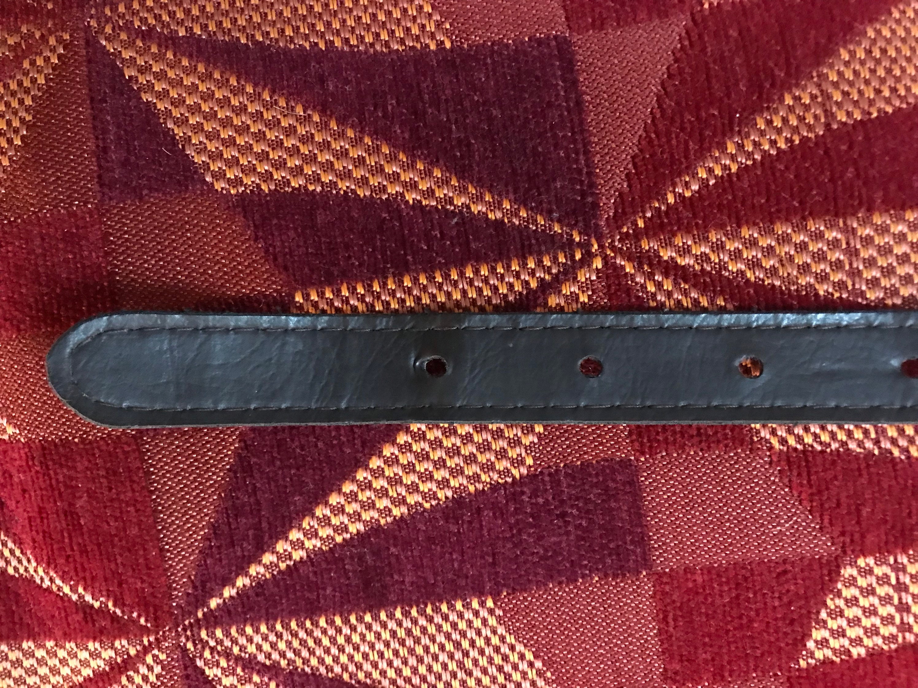Vintage 1970\'s Gold Tone Snake Chain Belt Brown Leather Retro Skinny Metallic Vintage 1970s Gold Metallic Snake Pattern Belt Holiday Party  main image 2
