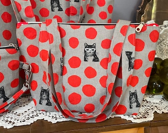 Handmade tote bag, purse and zipper pouch matching set or sold individually