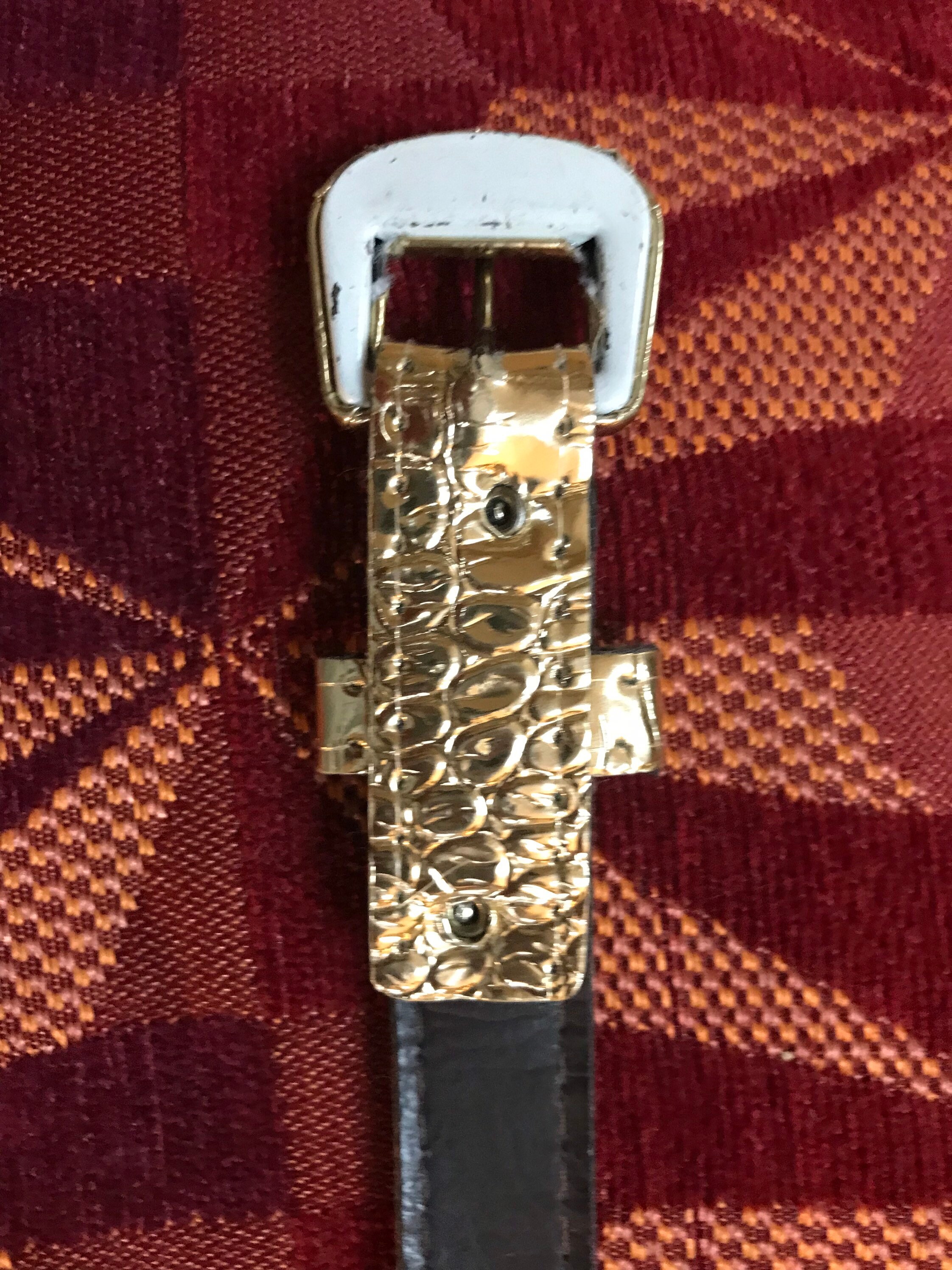 Vintage 1970s Gold Metallic Snake Pattern Belt Holiday Party 