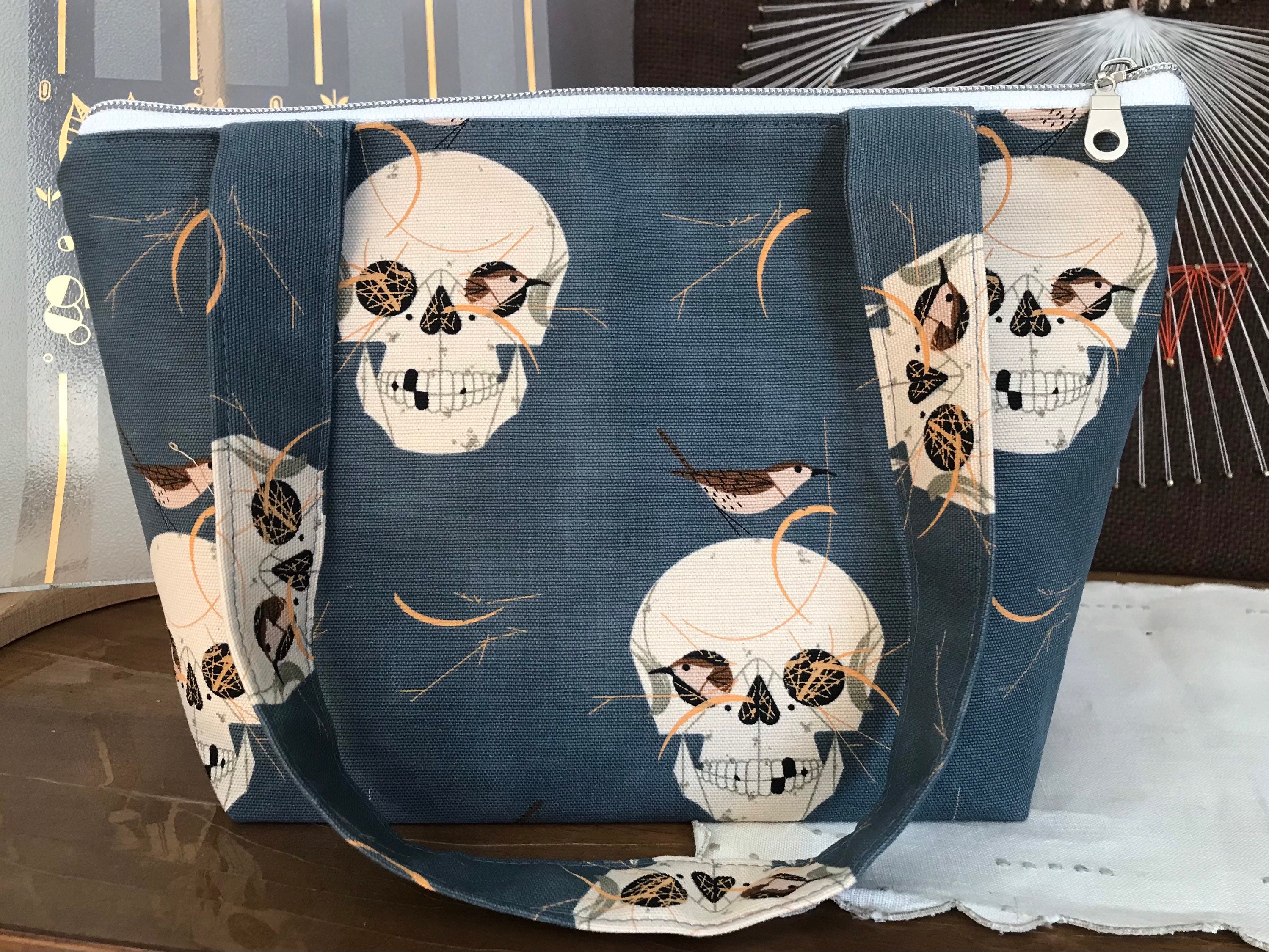Handmade Charley Harper Fabric Purse Tote Bag With Zipper 100% Cotton