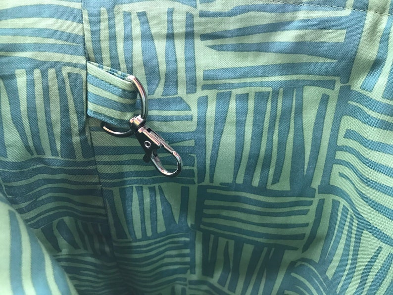 Handmade Tote Bag Emerald Green Premier Prints Tropical Leaves with Abstract Alexander Henry Lining 100 /% Cotton