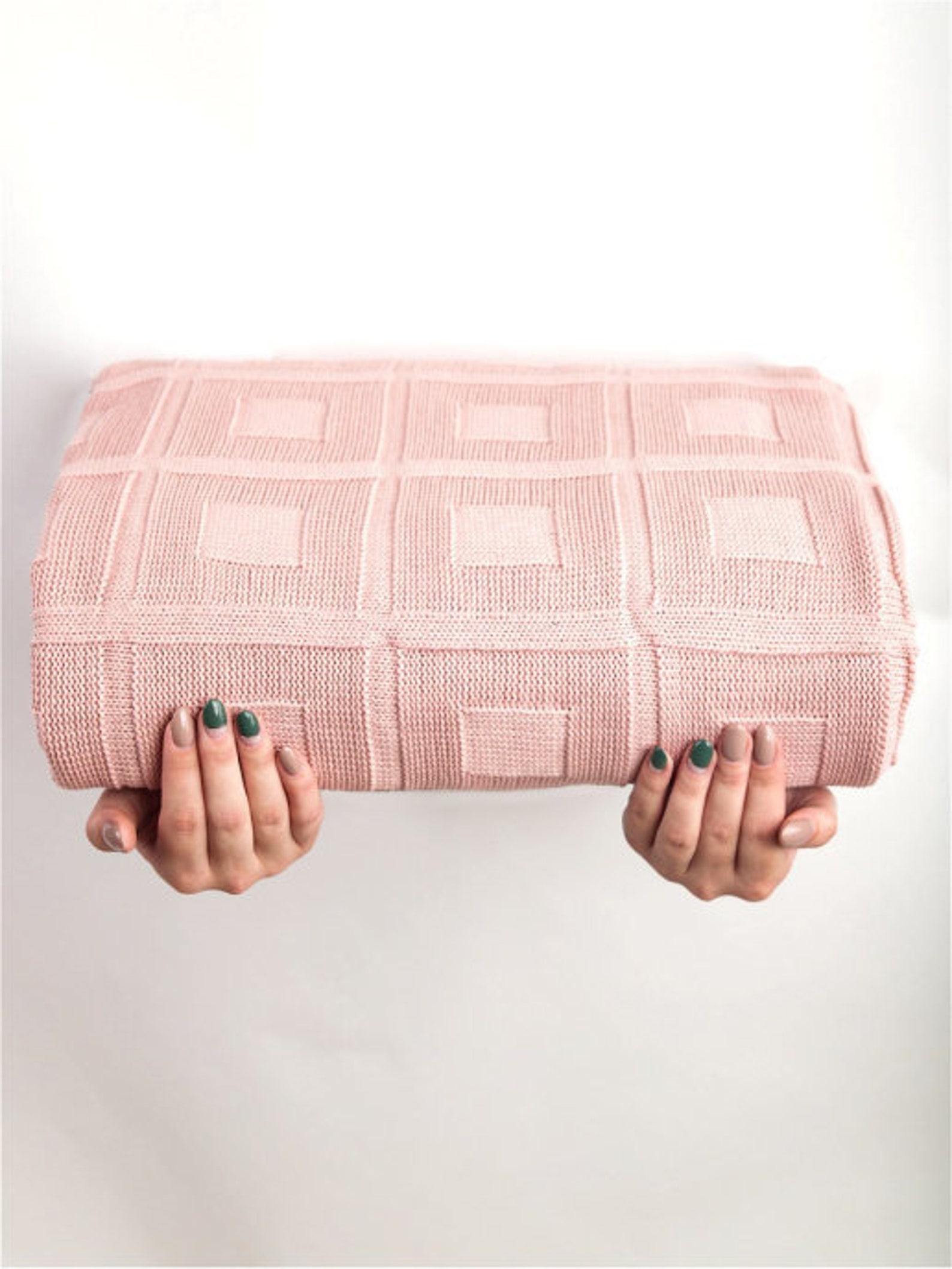 Pink plaid knitted adults weighted blankets adults hand Etsy