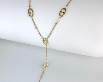 Collier mailles marine - collier lasso - collier Y minimaliste - bijou tendance chic  - collier chaine fine - cadeau tendance