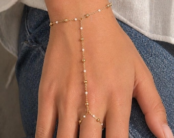 Minimalistische waterdichte/roestvrijstalen handketting - Elegante ringarmband - Boho-chique damessieraden - Trendy cadeau
