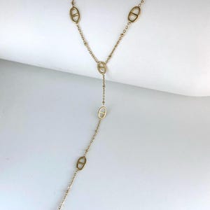 Collier cravate, Collier lasso, collier Y, acier inoxydable doré ou argenté, collier maillons marine, ajustable, tendance