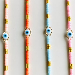 Bracelet perles, bracelet perles de rocaille, bracelet couleur, bracelet œil protecteur, bracelet brésilien image 3