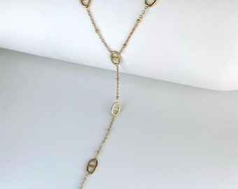 Collier Y acier inoxydable doré femme - collier lariat minimaliste - bijou tendance chic - cadeau femme élégant - collier chaîne fine