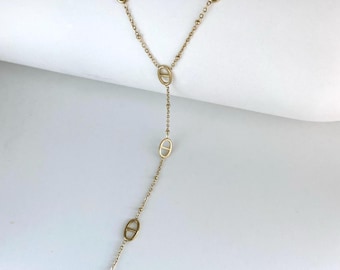 Collier cravate, collier lasso, collier Y, collier acier inoxydable, collier maillons marine, collier ajustable, collier tendance