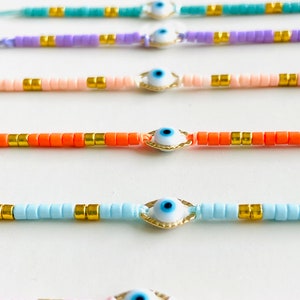 Bracelet perles, bracelet perles de rocaille, bracelet couleur, bracelet œil protecteur, bracelet brésilien image 1