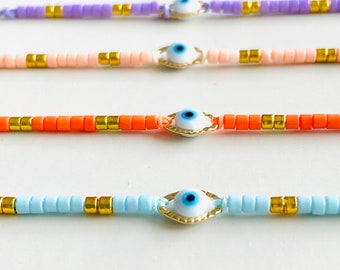 Beaded bracelet, seed bead bracelet, color bracelet, protective eye bracelet, Brazilian bracelet