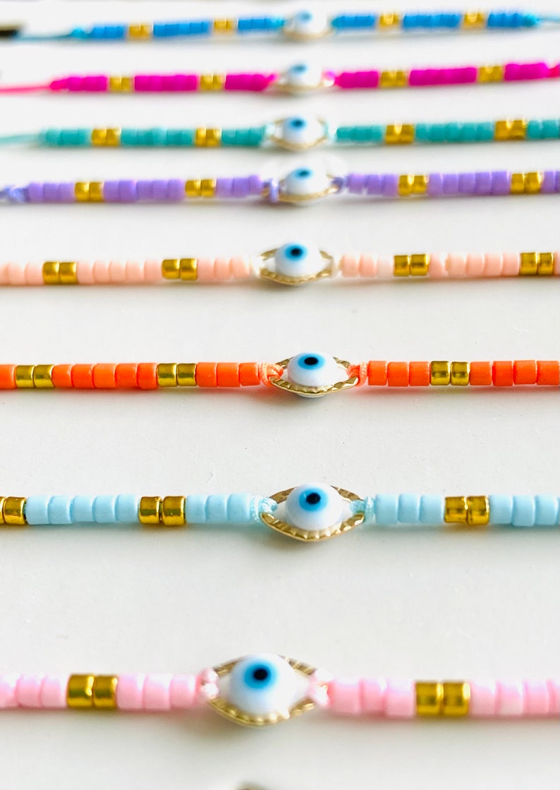 Bracelet perles, bracelet perles de rocaille, bracelet couleur, bracelet œil protecteur, bracelet brésilien image 1