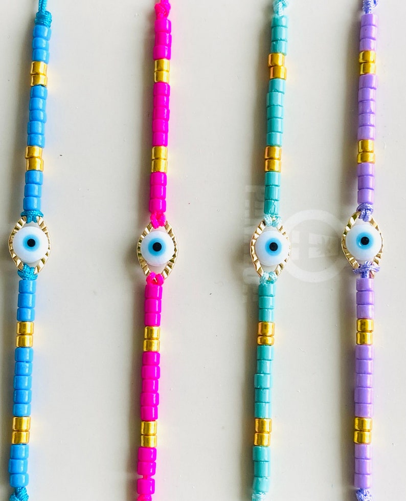 Bracelet perles, bracelet perles de rocaille, bracelet couleur, bracelet œil protecteur, bracelet brésilien image 2