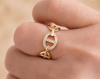 Women's marine mesh ring - Waterproof/stainless steel rhinestone ring - Minimalist trendy ring - Elegant jewelry - Chic women's gift idea -