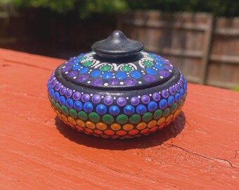 Portaoggetti con coperchio, motivo mandala arcobaleno con motivo colorato Pride - Mini portacandele e regalo LGBTQ
