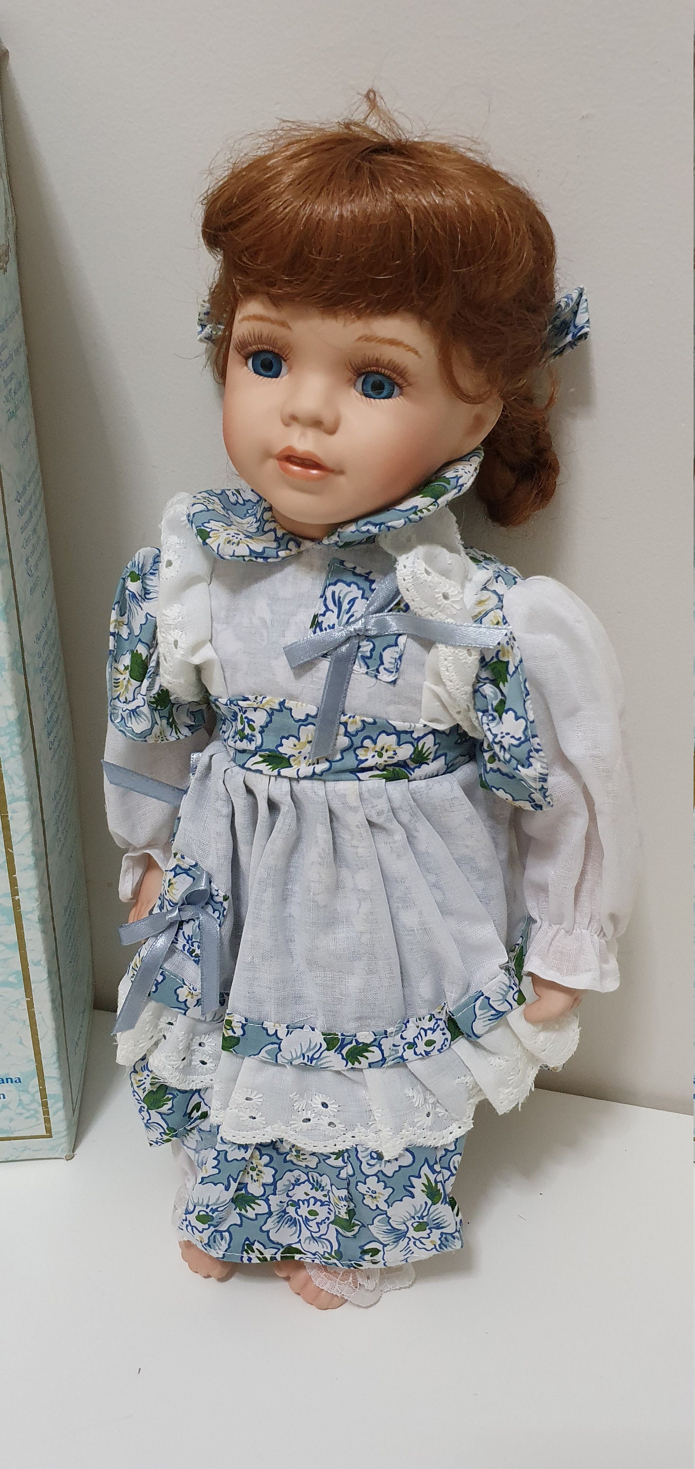 Vintage Doll Porcelain Baby Doll Girl With Box Hand Etsy