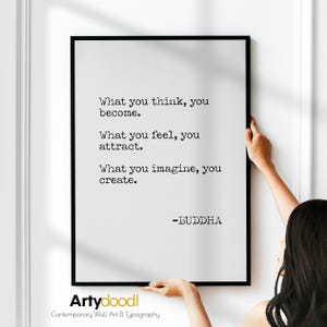 Buddha Quote Print - Minimalist Zen Wall Decor Phrase, Motivational Typography Poster Art