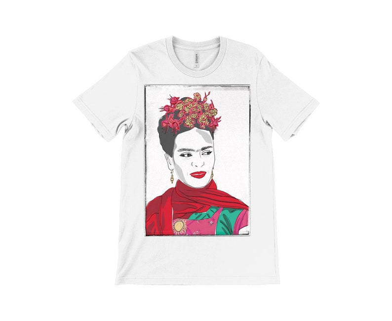 White Frida Kahlo T-Shirt Bella Canvas 100/% White Cotton Unisex Tee for Men and Women