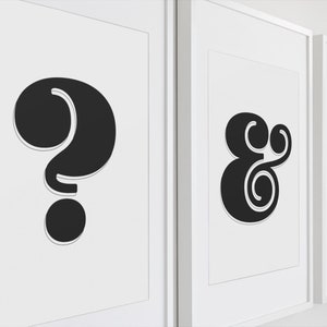 Punctuation Marks Printable Set of 3, DIGITAL DOWNLOAD FILE, Black and White Home Office Decor, Jpg Files Only