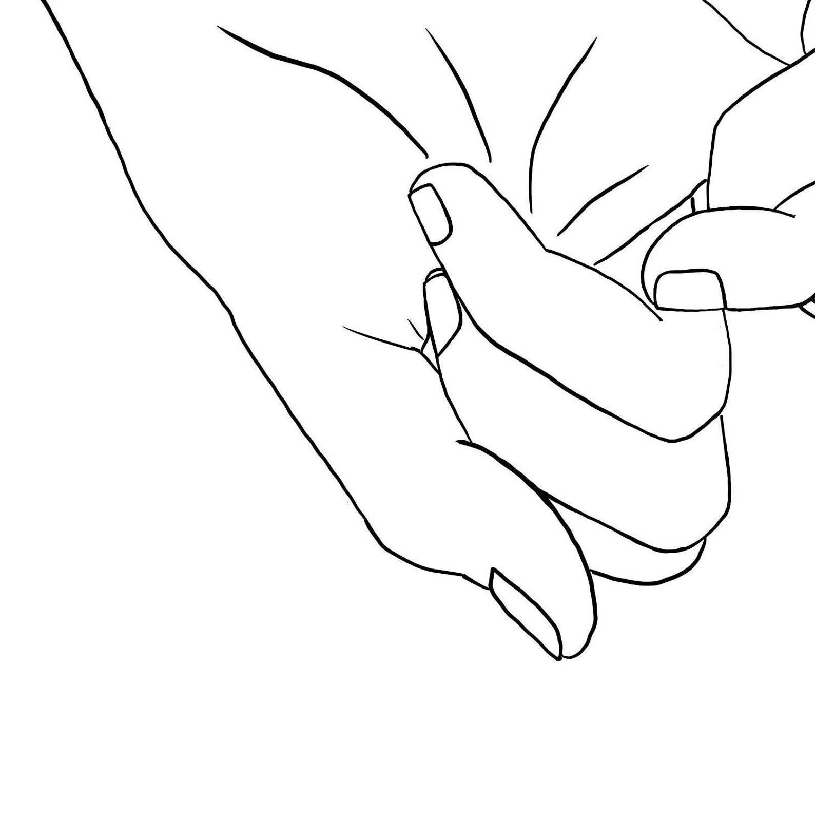 Pinky Link Holding Hands Line Art Poster Print, Little Pinky Fingers ...