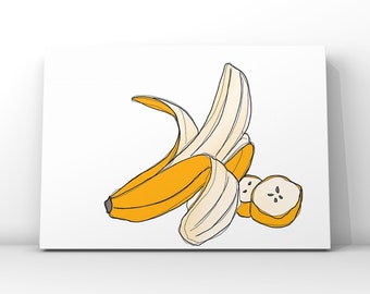 Yellow Banana Illustration Fruit Print Kitchen Wall Art Decor, UNFRAMED Poster Print Art