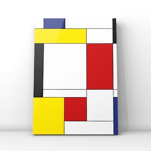 Retro Mid Century Modern Wall Art – Mondrian Inspired Primary Colour Blocks, Geometric Poster Print, Mod Poster, Framed, Unframed or Canvas