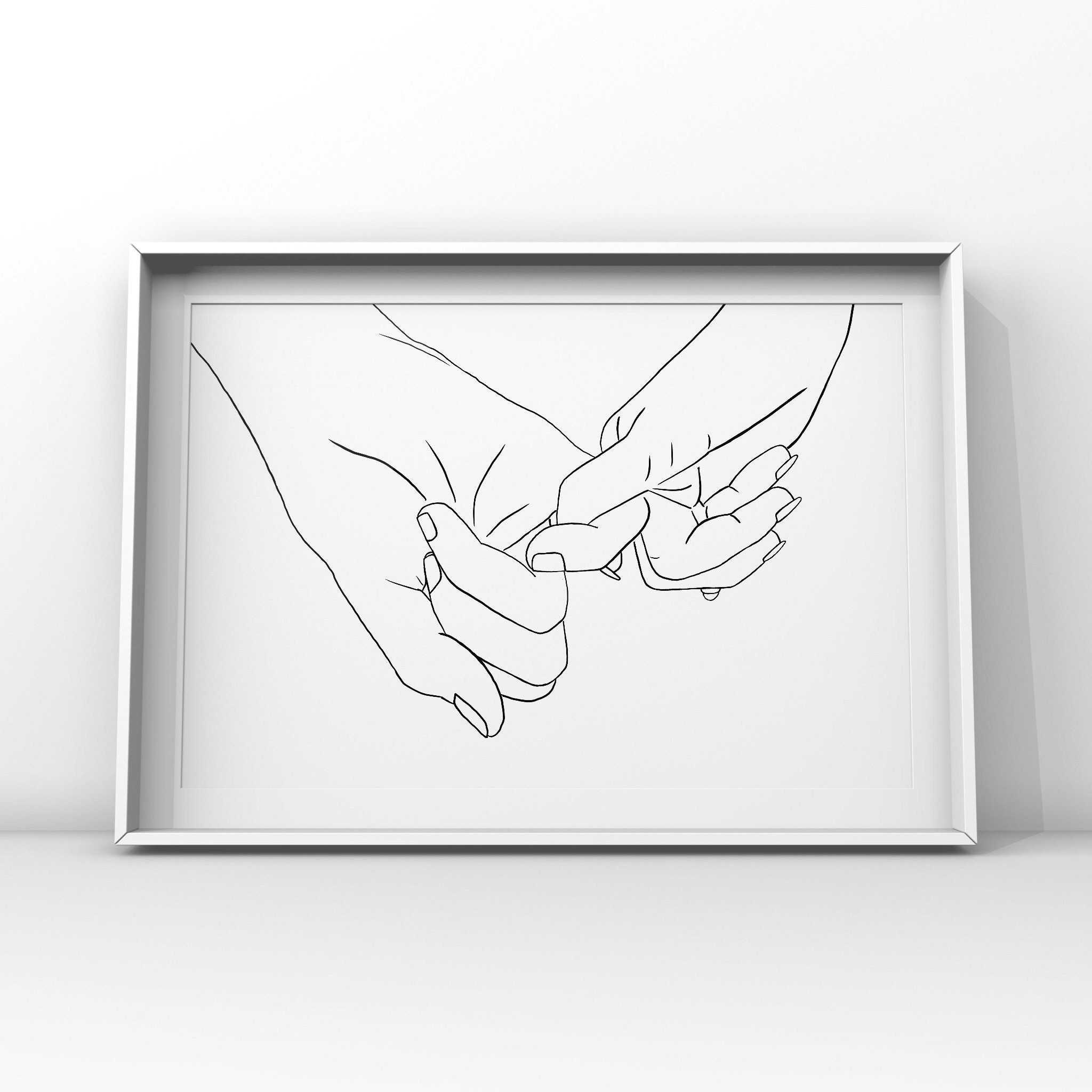 Pinky Link Holding Hands Line Art Print Man and Woman Pinky Etsy