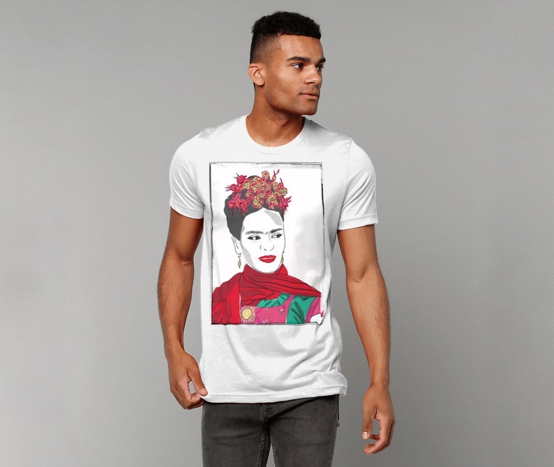 White Frida Kahlo T-Shirt Bella Canvas 100/% White Cotton Unisex Tee for Men and Women