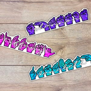 Custom name stickers, ASL name, asl gifts, personalized sign language, birthday gift for kids, custom water bottle sticker, Christmas gift