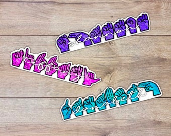 Custom name stickers, ASL name, asl gifts, personalized sign language, birthday gift for kids, custom water bottle sticker, Christmas gift