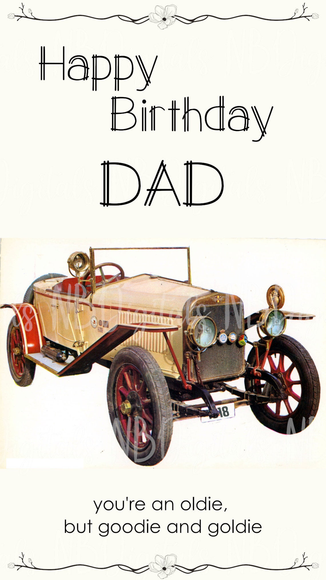 Dad Birthday E Card, Car Happy Birthday Electronic Card, Instant ...