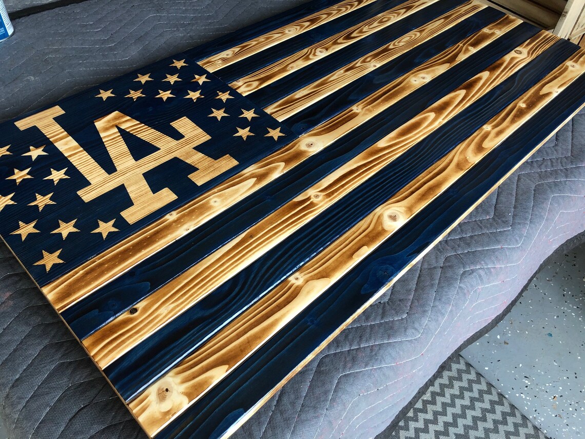 LA Dodgers Baseball Rustic Wooden Flags Home Decor Gift Etsy