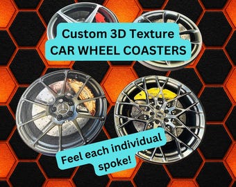 Automotive Wheel Coasters w/ 3D Texture - Personalized for You - Custom