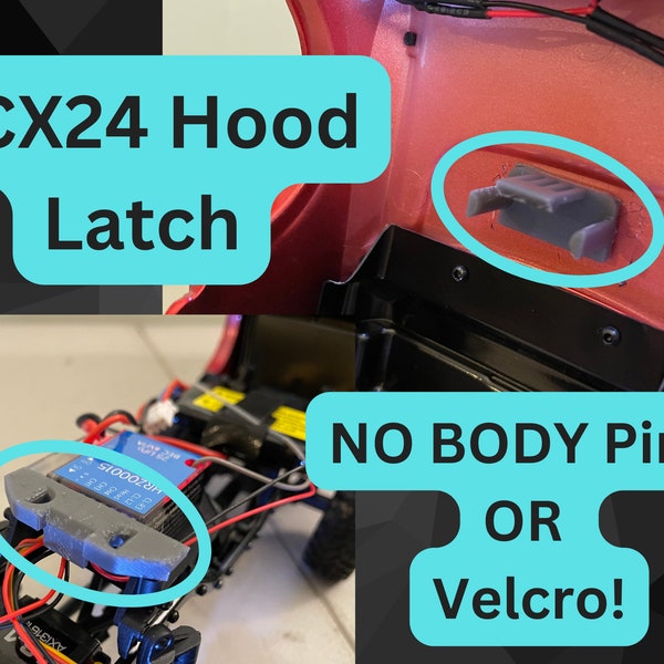 Axial SCX24 Clipless Hood Latch - Fits Bronco, JLU, Gladiator, Power Wagon, OR C10 and Deadbolt