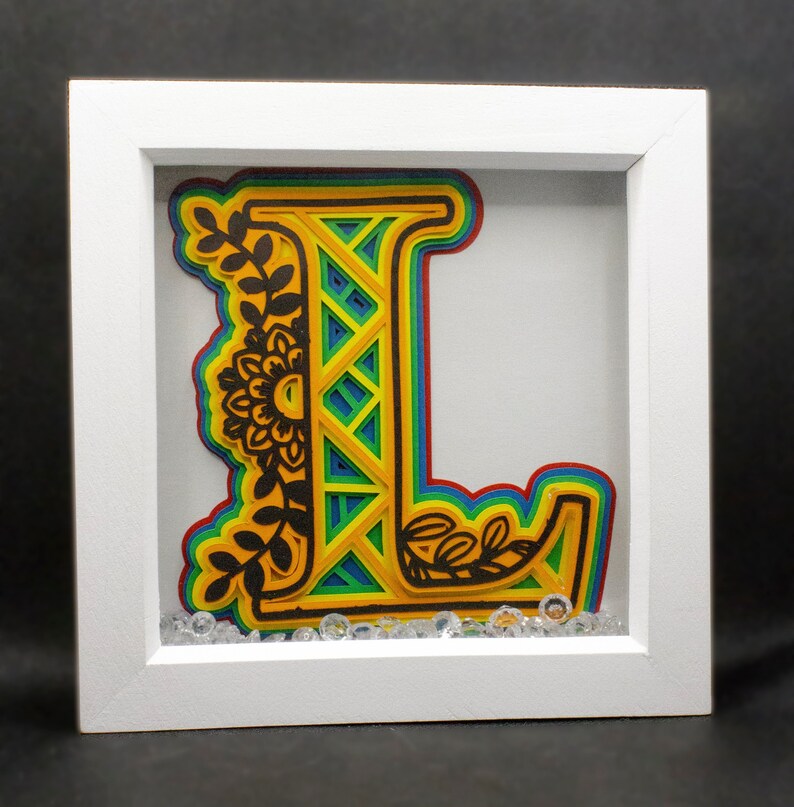 3D Layered Letters Shadow Box Layered Monogram initial Etsy