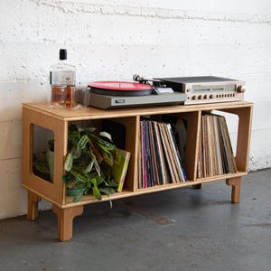 The &quot;B-Side&quot; WHITE OAK Vinyl Record Storage Console