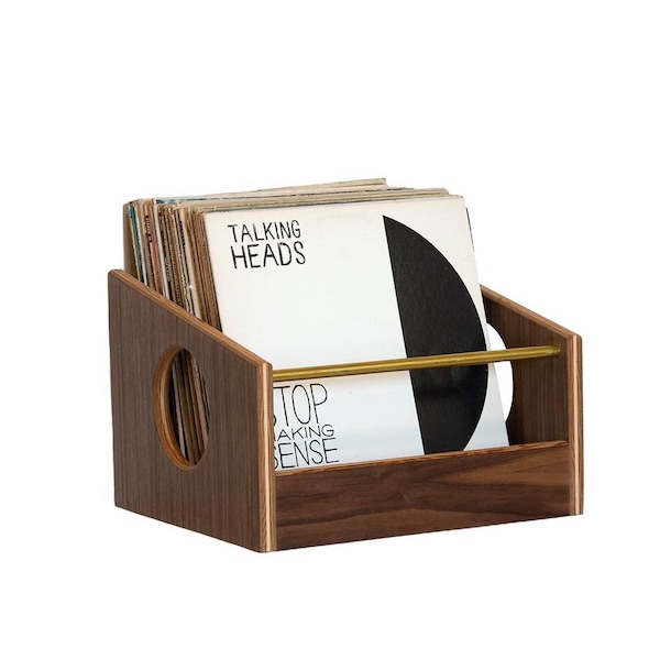 Caja de almacenamiento de discos de vinilo "Soundcheck" de nogal